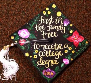 first in the family tree to receive a college degree graduation cap